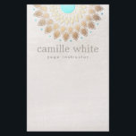 Elegant Gold Lotus Natural Health and Beauty Flyer<br><div class="desc">Chic, elegant and monochromatic with a contemporary touch. Beautiful gold foil mandala inspired rosette decoration on neutral very light blush white shimmery look background. Beautiful turquoise centre. Faux raised embossed look - digitally rendered. There is NO raised texture to this design. Digital image of subtle beige linen textured backside. Ideal...</div>