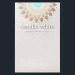 Elegant Gold Lotus Natural Health and Beauty Flyer<br><div class="desc">Chic, elegant and monochromatic with a contemporary touch. Beautiful gold foil mandala inspired rosette decoration on neutral very light blush white shimmery look background. Beautiful turquoise centre. Faux raised embossed look - digitally rendered. There is NO raised texture to this design. Digital image of subtle beige linen textured backside. Ideal...</div>