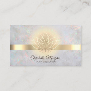 Elegant Gold Lotus Opal  Yoga Instructor  Business Card