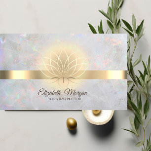 Elegant Gold Lotus Opal  Yoga Instructor  Business Card