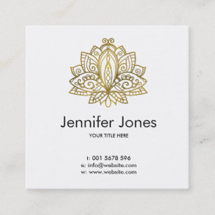 Elegant Gold Lotus Square Business Card