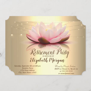 Elegant Gold Lotus String Lights  Retirement Party Invitation