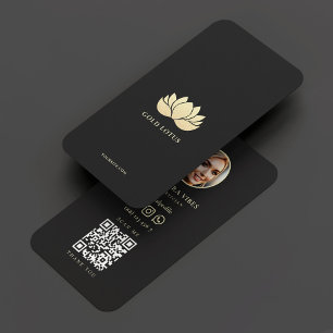 Elegant Gold Lotus Wellness Esthetician Therapist Business Card