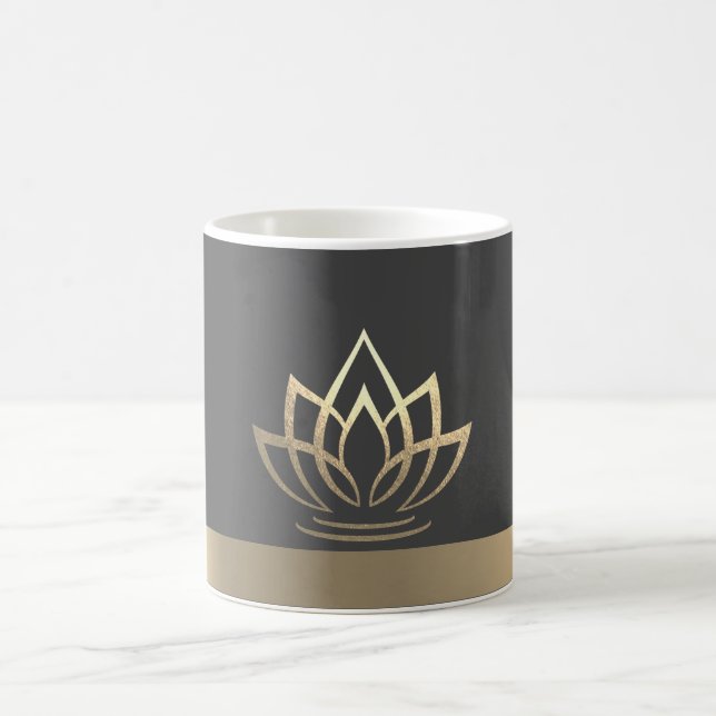 Elegant Gold Lotus, Yoga  Coffee Mug (Center)