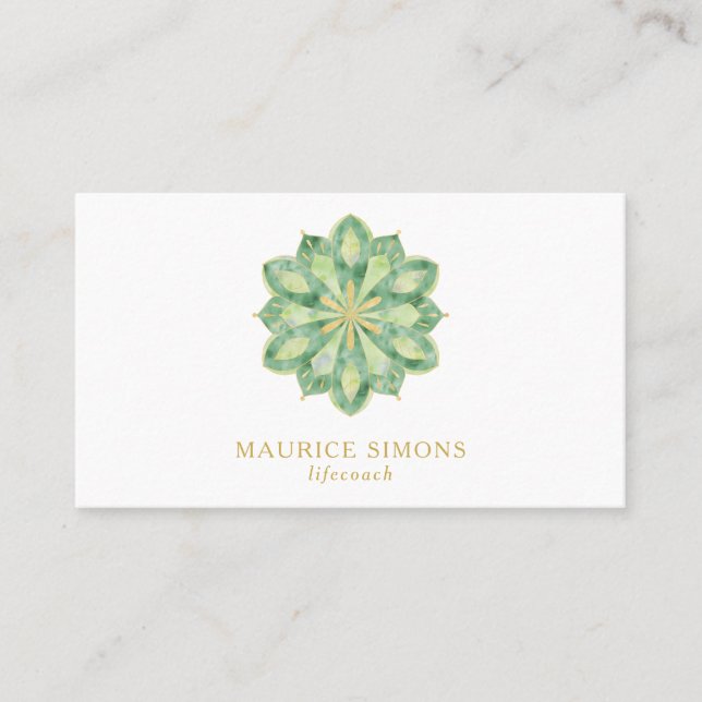 Elegant gold lotus yoga instructor mandala busines business card (Front)