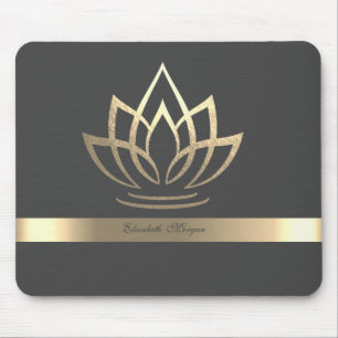 Elegant Gold Lotus, Yoga Mouse Mat