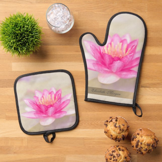 Elegant Gold, Lotus, Yoga     Oven Mitt & Pot Holder Set (Top Down)
