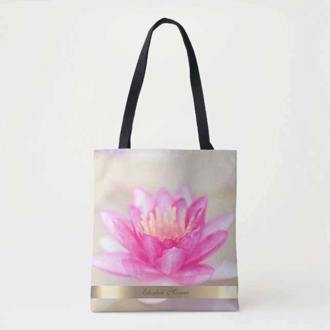 Elegant Gold,Lotus, Yoga Tote Bag (Front)
