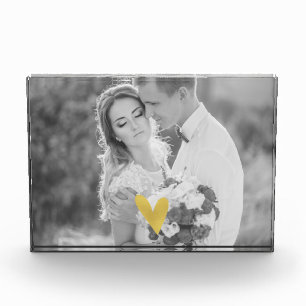 Elegant Gold Love Heart Photo Block