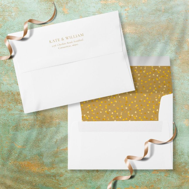 Elegant Gold Love Hearts Confetti Return Address Envelope (Creator Uploaded)