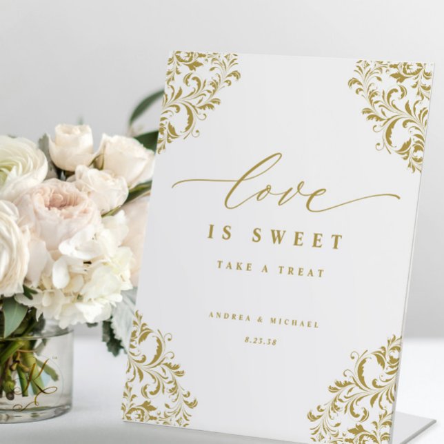 Elegant Gold Love is Sweet Wedding Sign (Creator Uploaded)