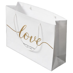 Elegant Gold Love Script Wedding custom favor Large Gift Bag