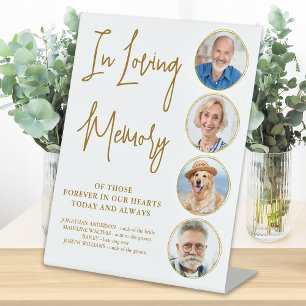 Elegant Gold Loving Memory Photo Wedding Memorial Pedestal Sign