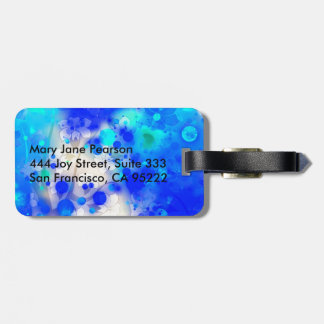 Elegant Gold Luxe Blue Floral Watercolor Luggage Tag
