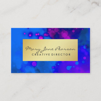 Elegant Gold Luxe Blue Purple Watercolor Business Card