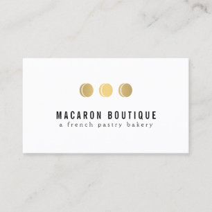 Elegant Gold Macaron Trio Logo on White Business Card