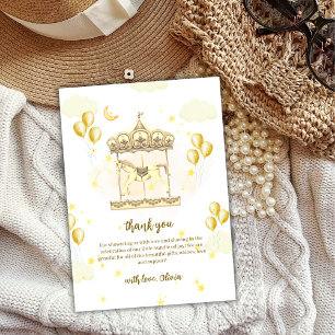 Elegant Gold Magical Balloon Carousel Baby Shower  Thank You Card
