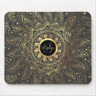 Elegant gold mandala artwork mouse mat