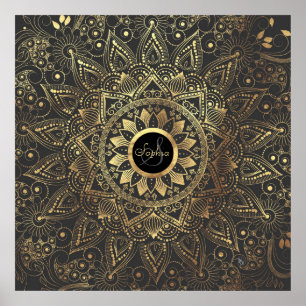 Elegant gold mandala artwork poster