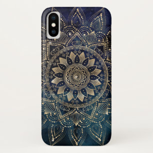Elegant Gold Mandala Blue Galaxy iPhone X Case