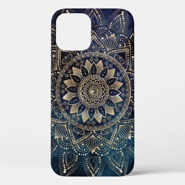 Elegant Gold Mandala Blue Galaxy Case-Mate iPhone Case (Back)