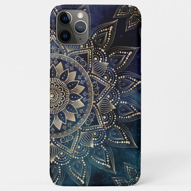 Elegant Gold Mandala Blue Galaxy Case-Mate iPhone Case (Back)