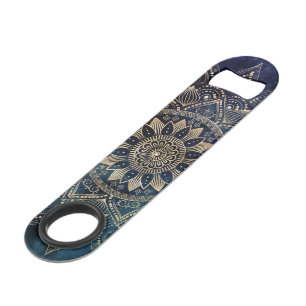Elegant Gold Mandala Blue Galaxy Design