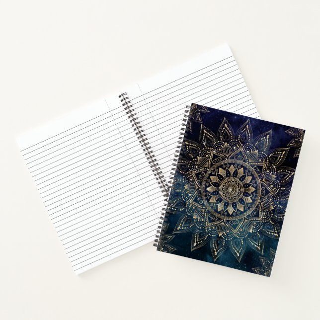 Elegant Gold Mandala Blue Galaxy Notebook (Inside)