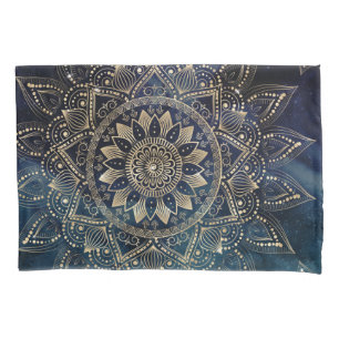 Elegant Gold Mandala Blue Galaxy Pillowcase
