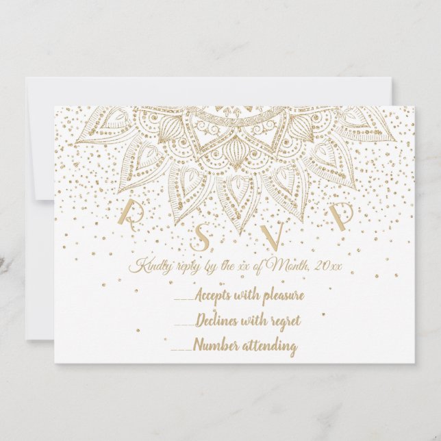 Elegant Gold Mandala Confetti Design Invitation (Front)