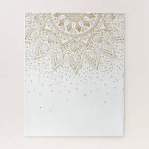 Elegant Gold Mandala Confetti Design Jigsaw Puzzle