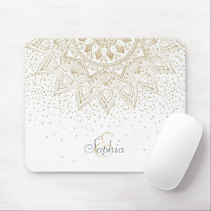 Elegant Gold Mandala Confetti Design Mouse Mat