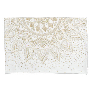 Elegant Gold Mandala Confetti Design Pillowcase