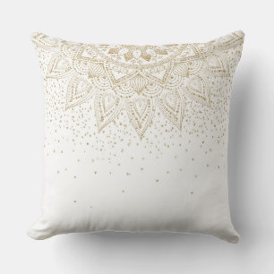 Elegant Gold Mandala Dots Design Cushion