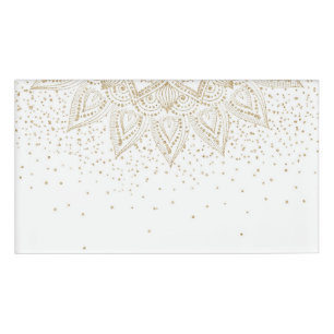 Elegant Gold Mandala Dots Design Name Tag