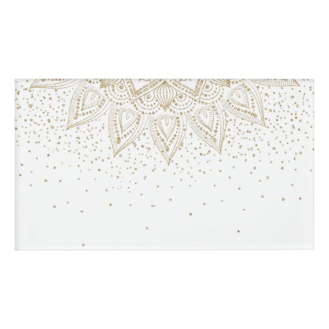 Elegant Gold Mandala Dots Design Name Tag (Front)