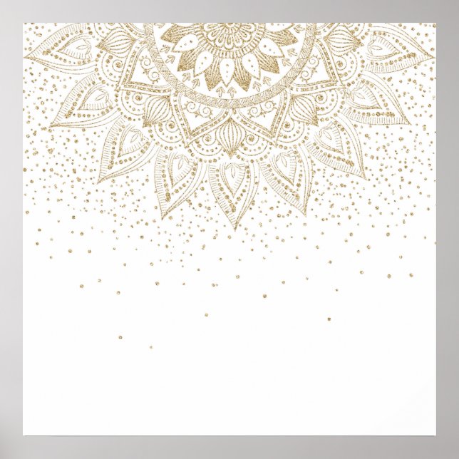 Elegant Gold Mandala Dots Design Poster (Front)