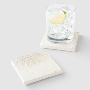 Elegant Gold Mandala Dots Design Stone Coaster