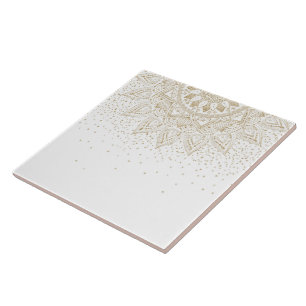 Elegant Gold Mandala Dots Design Tile
