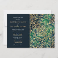 Elegant Gold Mandala Floral Green Blue