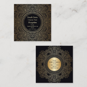 Elegant Gold Mandala Front/Back Square Business Card