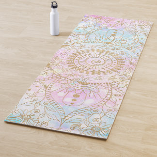 Elegant Gold Mandala & Holographic Glitter Design Yoga Mat