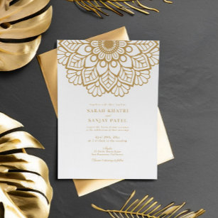 Elegant Gold Mandala Indian Wedding Invitation