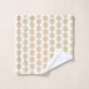 Elegant Gold Mandala Pattern on White Background  Wash Cloth