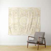 Elegant Gold Mandala Sunflower White Pattern