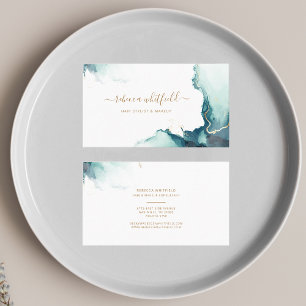 Elegant Gold Marble Agate Pattern Script Business Card