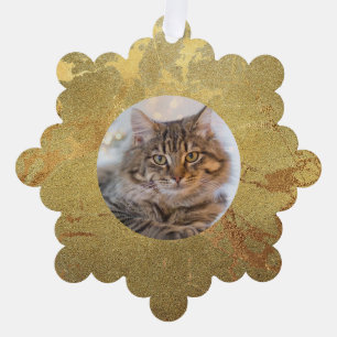 Elegant Gold Marble Cat Tree Decoration Card