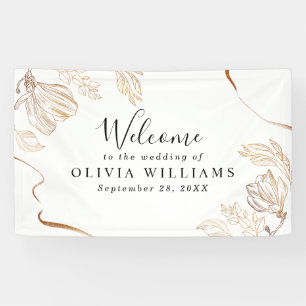 Elegant Gold Marble Floral Greenery Banner
