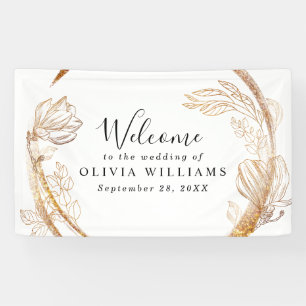 Elegant Gold Marble Floral Greenery Banner