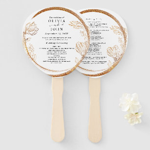 Elegant Gold Marble Floral Greenery Hand Fan